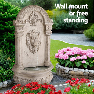 Solar Water Fountain Feature 77cm | Wall Mount Garden Decoration | Beige