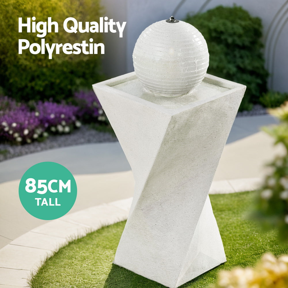 Solar Fountain Water Feature | Bird Bath | Outdoor Garden | LED Lights Ball | 85CM
