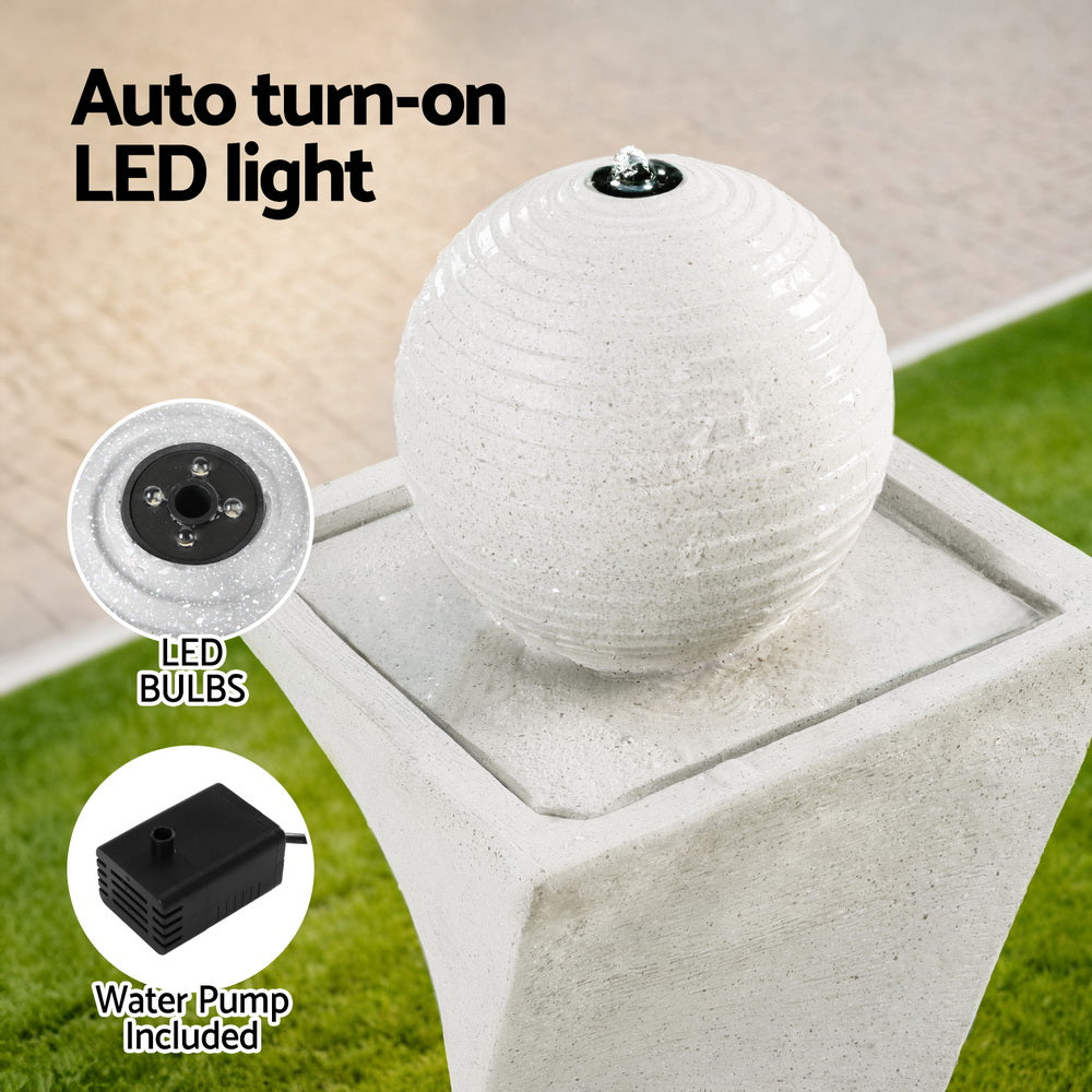 Solar Fountain Water Feature | Bird Bath | Outdoor Garden | LED Lights Ball | 85CM