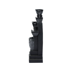 Solar Water Fountain | 5-Tier Bowl Cascade | Indoor/Outdoor | Grey