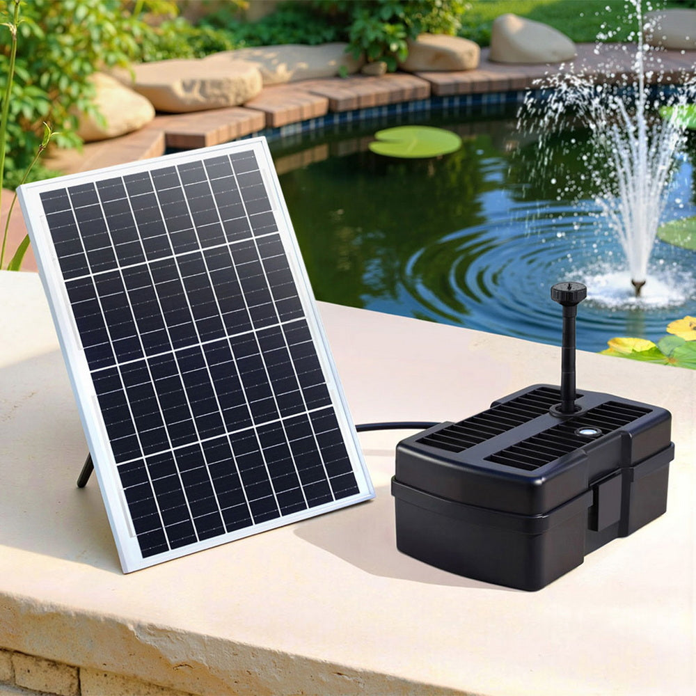 Gardeon Solar Pond Fountain Pump | 1190L/H with Filter Box & 6FT Cord | Submersible Water Feature Pump