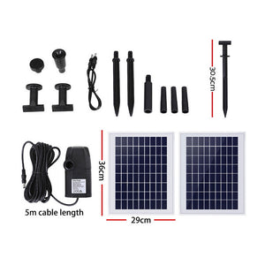 Solar Pond Pump Kit | Submersible Fountain | Dual Panels | 1600L/H