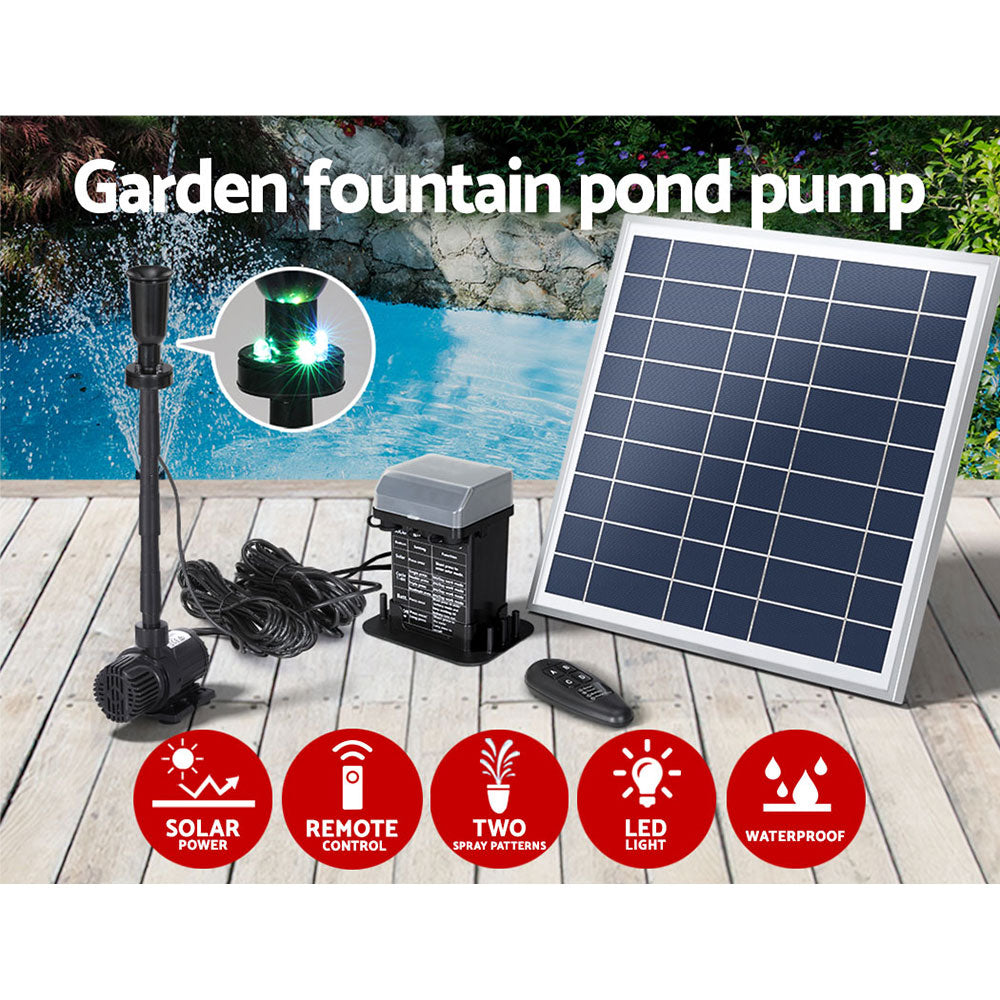 Solar Pond Pump | With Battery Kit LED Lights | 9.8FT