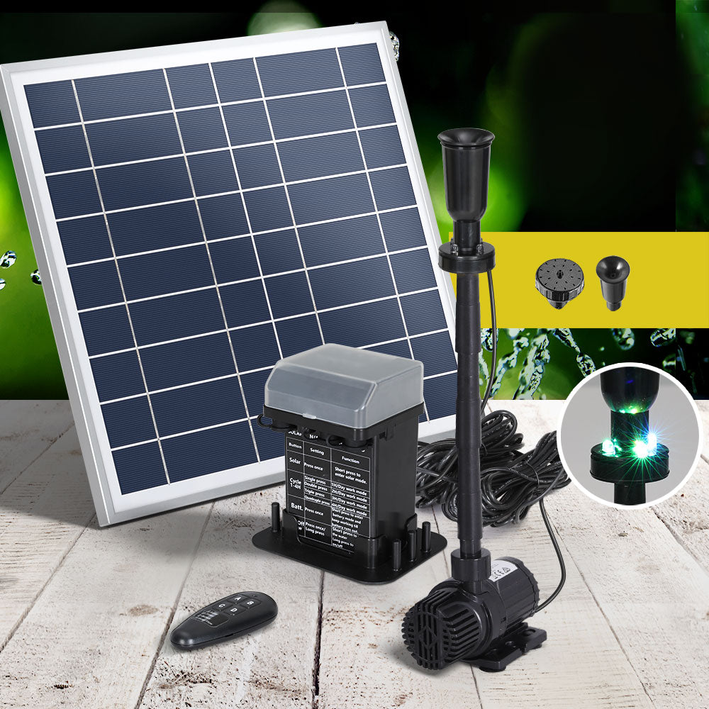 Solar Pond Pump | With Battery Kit LED Lights | 9.8FT