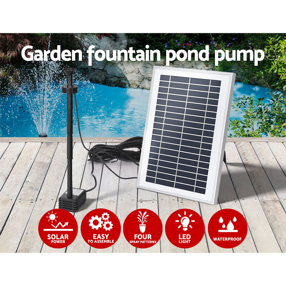 Solar Pond Pump | Submersible Water Fountain | With Battery LED Lights | 4.4FT