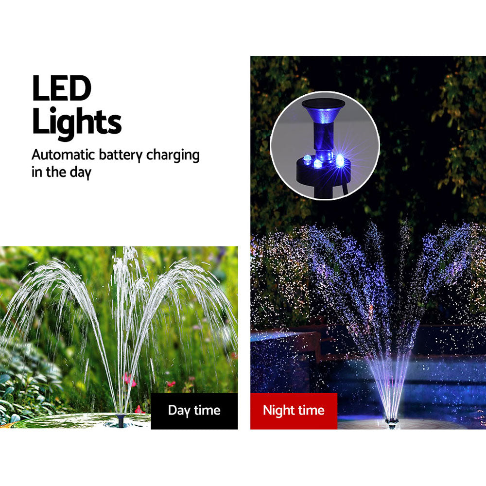Solar Pond Pump | Submersible Water Fountain | With Battery LED Lights | 4.4FT