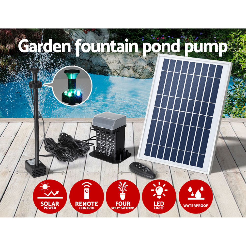 Solar Pond Pump | Submersible Fountain | With Battery Kit LED Lights | 5.2FT
