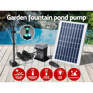 Solar Pond Pump | Submersible Fountain | With Battery Kit LED Lights | 5.2FT
