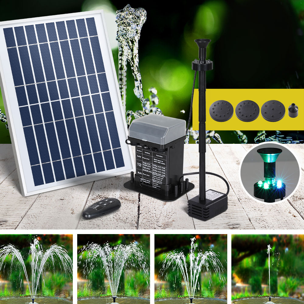Solar Pond Pump | Submersible Fountain | With Battery Kit LED Lights | 5.2FT