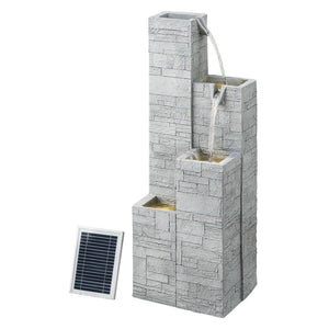 Gardeon Solar Fountain | 4-Tier Square Cascading | Indoor Outdoor Water Feature | Beige