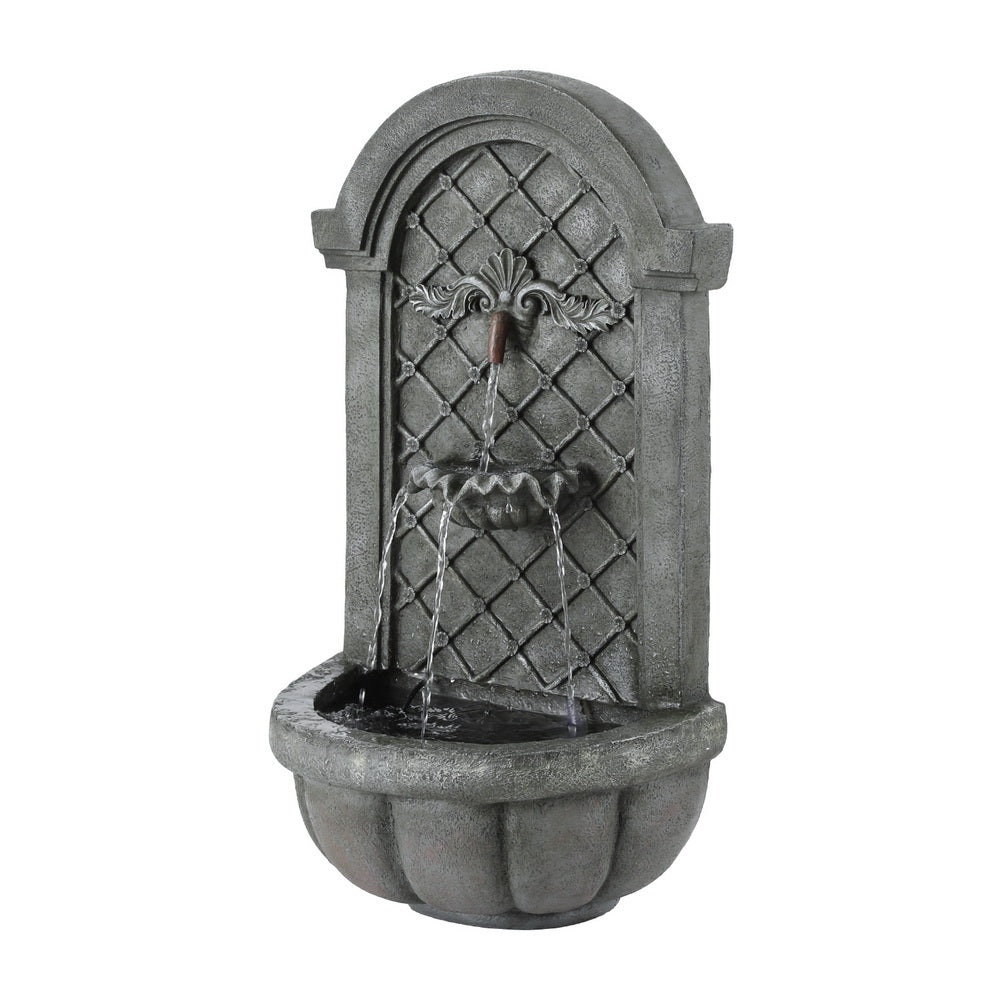 Gardeon Solar Fountain Water Feature | Wall Mount | Garden Fountains | 80cm | Grey