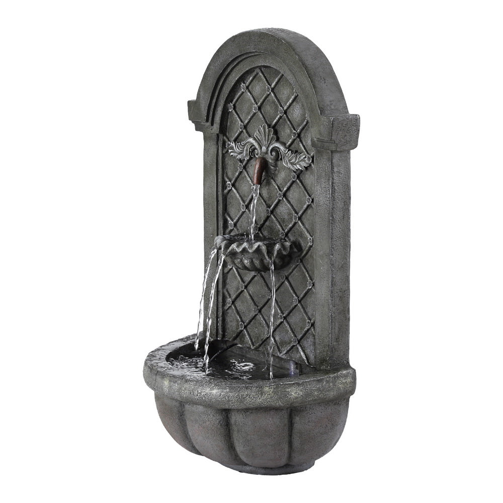 Gardeon Solar Fountain Water Feature | Wall Mount | Garden Fountains | 80cm | Grey