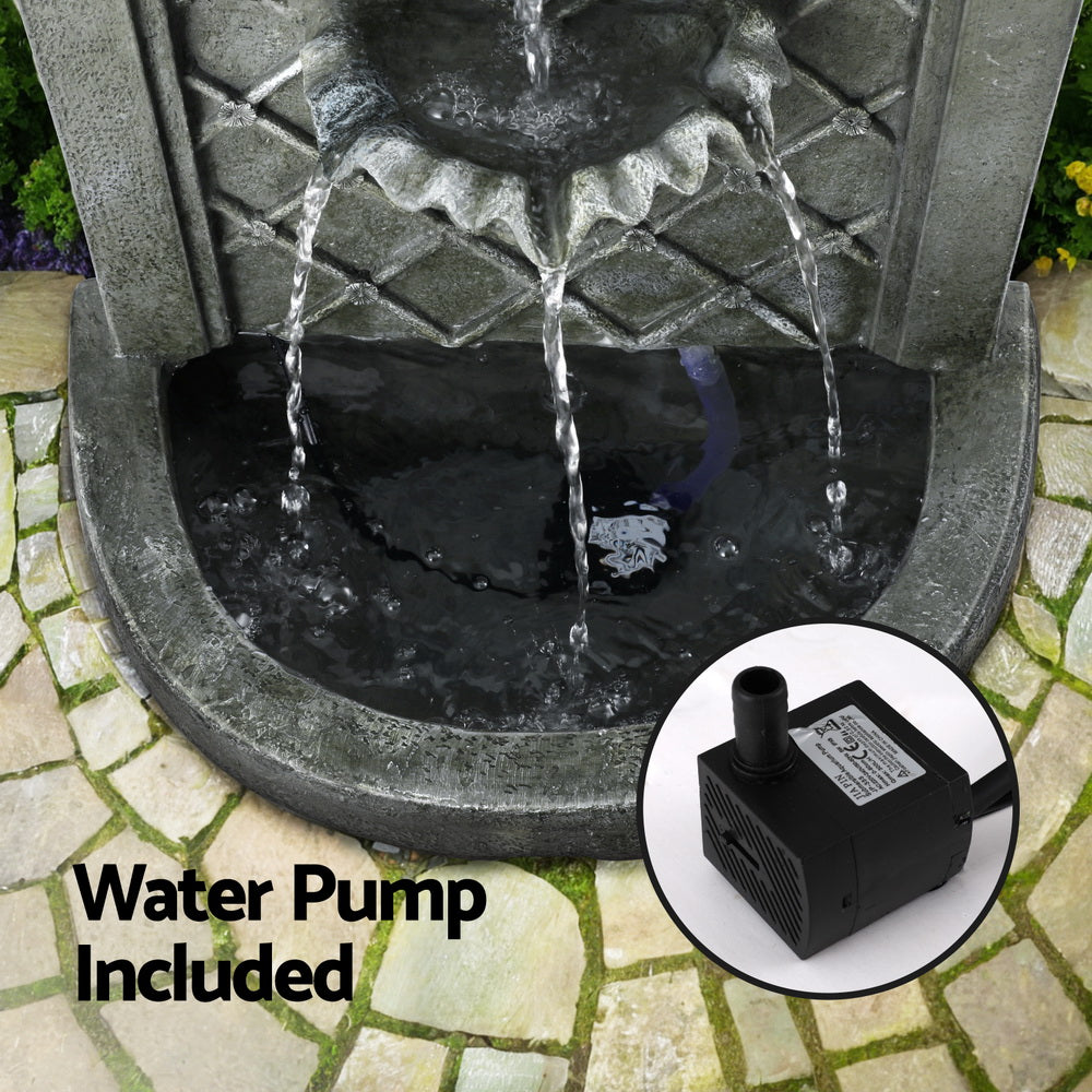 Gardeon Solar Fountain Water Feature | Wall Mount | Garden Fountains | 80cm | Grey