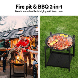 Grillz Fire Pit BBQ Grill | 2-in-1 | Outdoor