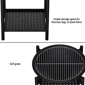 Grillz Fire Pit BBQ Grill | 2-in-1 | Outdoor