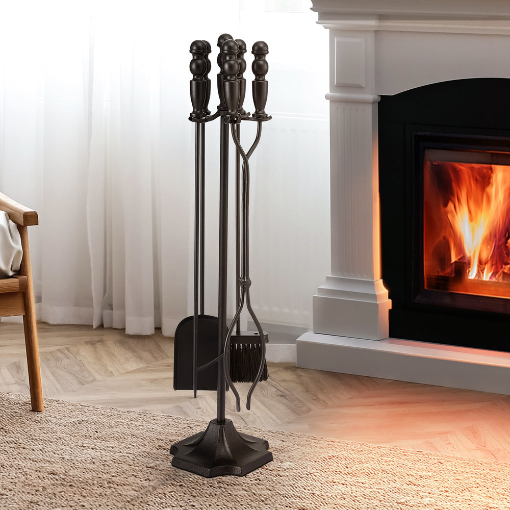 Fireplace Tool Set - Poker + Brush + Shovel + Tongs