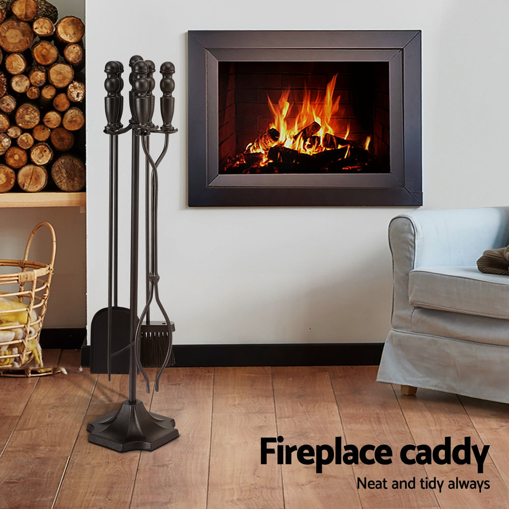 Fireplace Tool Set - Poker + Brush + Shovel + Tongs