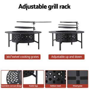 Grillz Fire Pit BBQ Charcoal Smoker Portable Mesh Pits Outdoor Camping Fireplace