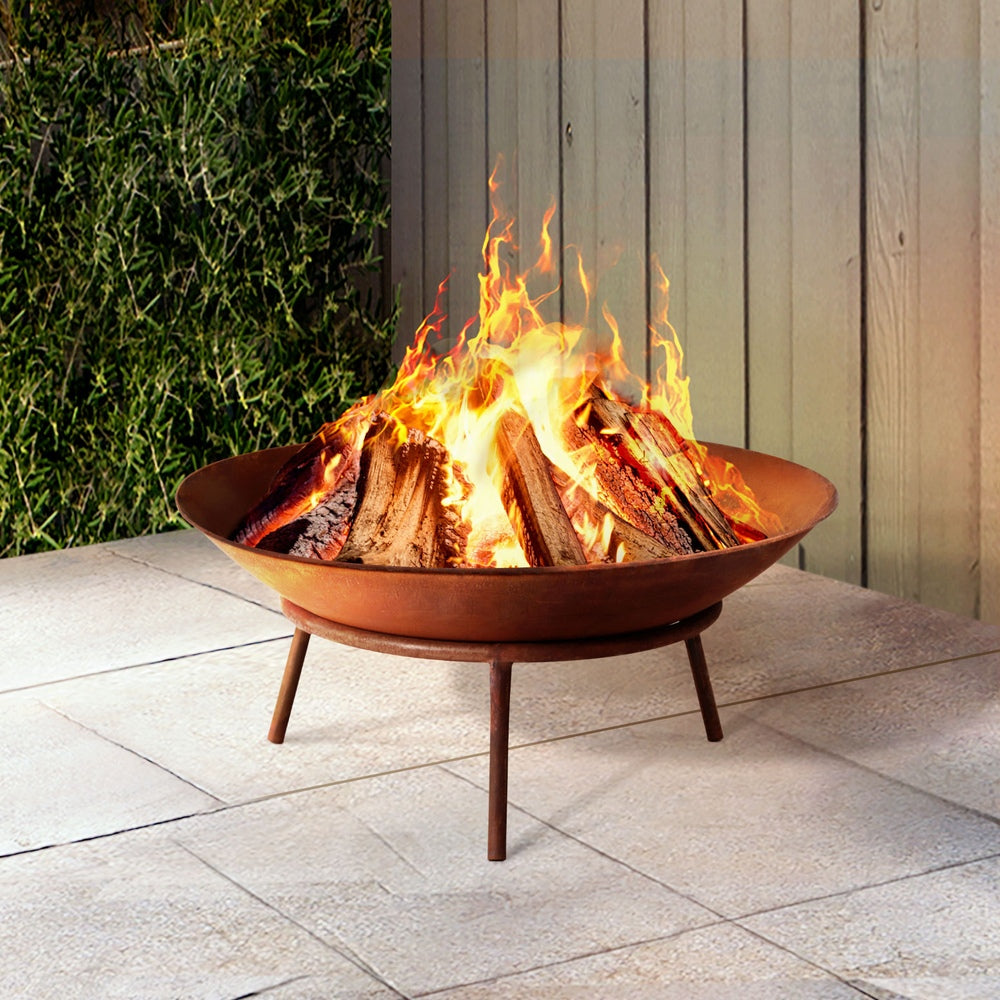 Grillz Fire Pit | 56cm Rustic Iron Bowl | Outdoor Use