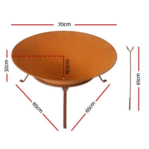 Grillz Fire Pit | 70cm Rustic Iron Bowl | Outdoor Use