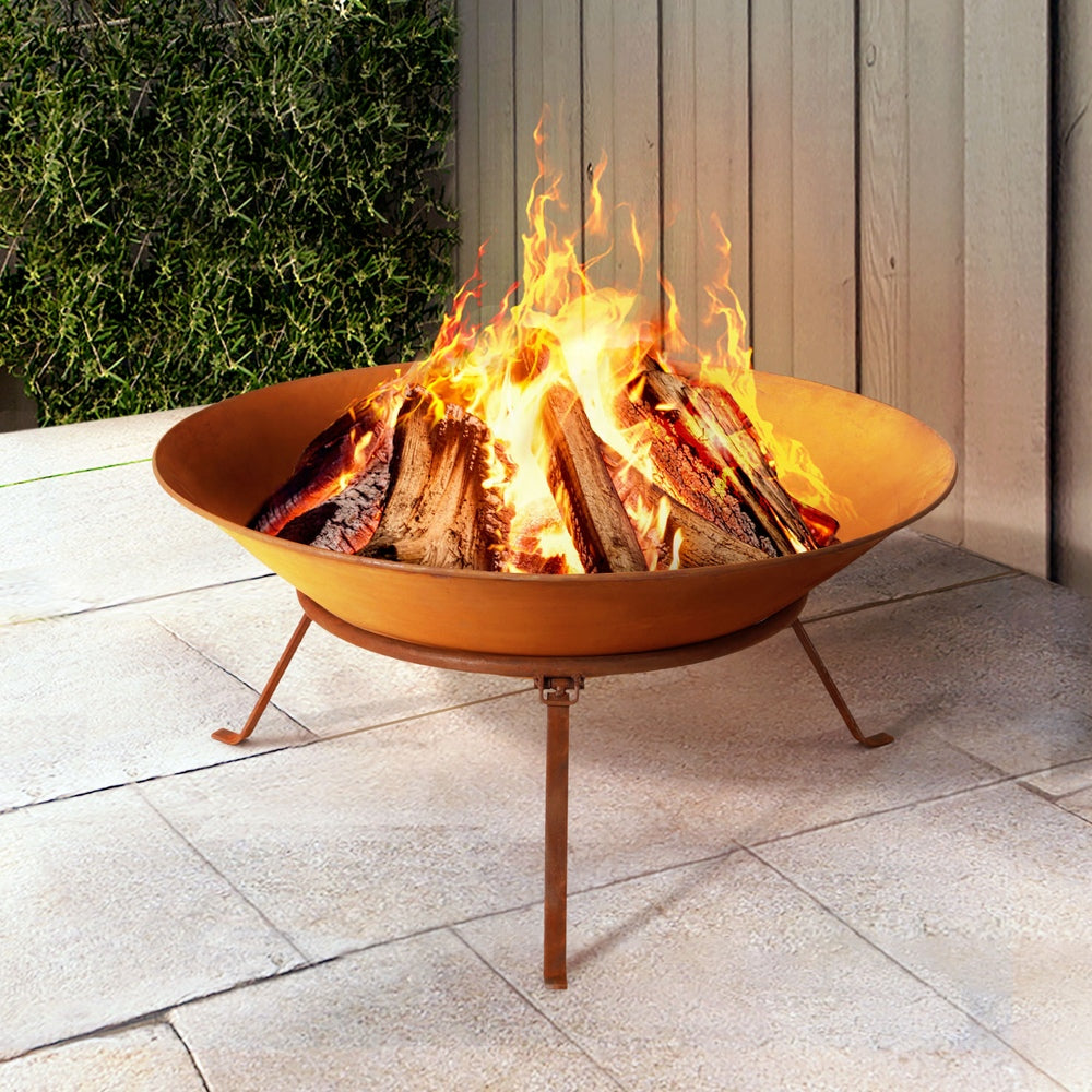 Grillz Fire Pit | 70cm Rustic Iron Bowl | Outdoor Use