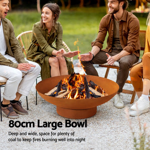 Grillz Fire Pit | 80cm Iron Bowl | Outdoor Patio Fireplace
