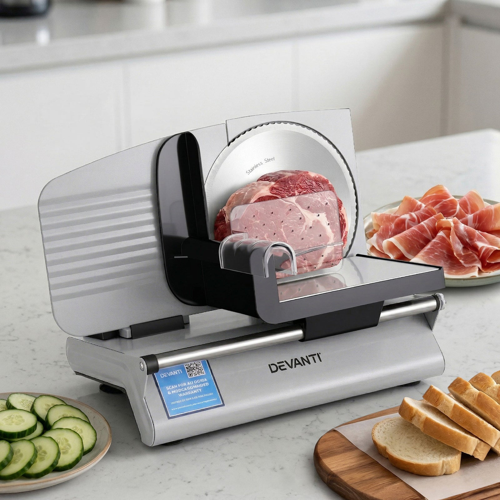 Meat Slicer | 200W Adjustable Food Slicer | Silver
