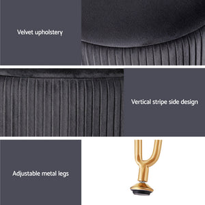 Velvet Storage Ottoman | Round Foot Stool | Grey