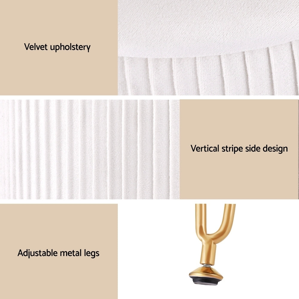 Ottoman Storage Foot Stool | Vanity | Velvet | Round | White