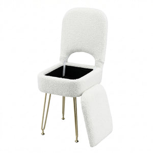 Artiss Storage Ottoman Vanity Stool Foot Stool Folding Back White