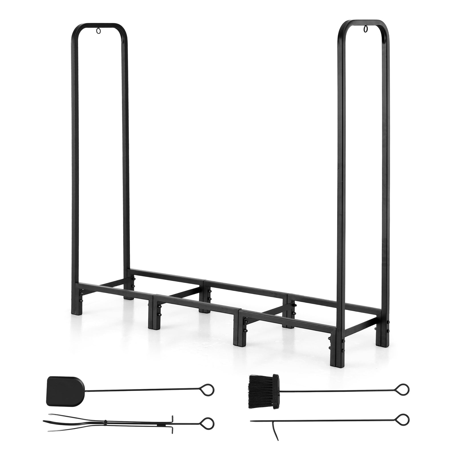 Firewood Rack | 120cm | Log Storage Stand + Tools | Black