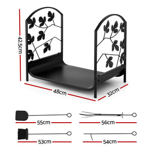 Firewood Rack | 48cm | Compact Log Storage Stand | Black