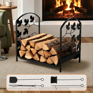 Firewood Rack | 48cm | Compact Log Storage Stand | Black