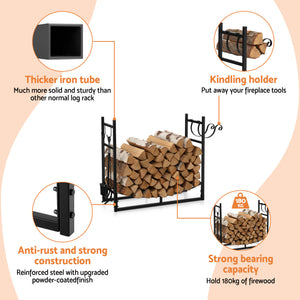 Firewood Rack | 84cm | Indoor Outdoor Log Storage Stand | Black