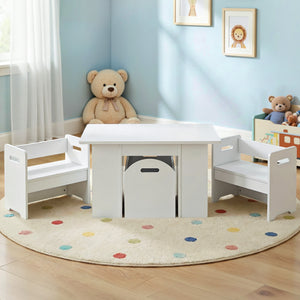 Kids Table & Chairs Set 3pc | Activity Desk | Toy Storage