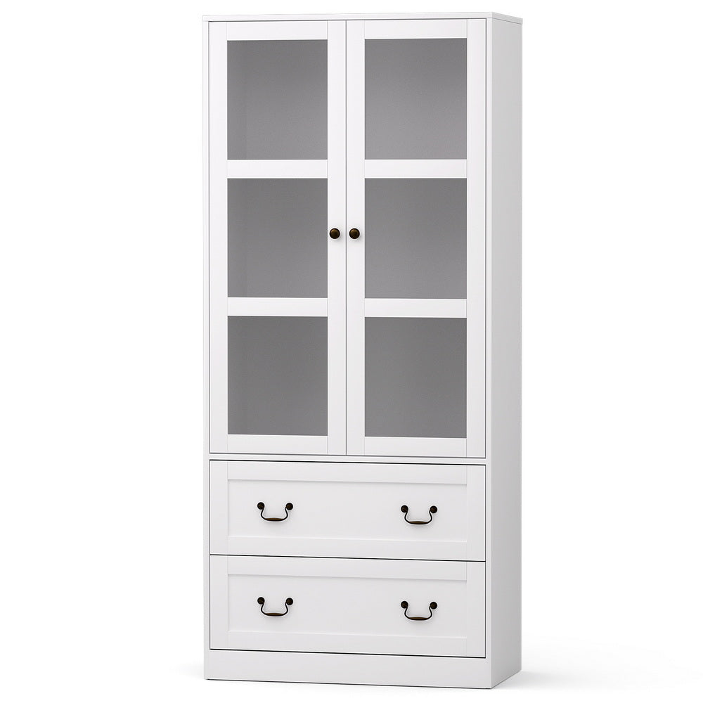 Buffet Sideboard Hutch | 180cm | Kitchen Storage Cabinet | Drawers + Doors | White