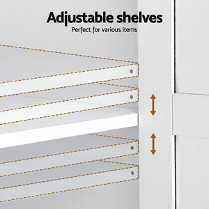 Buffet Sideboard Hutch | 180cm | Kitchen Storage Cabinet | Drawers + Doors | White