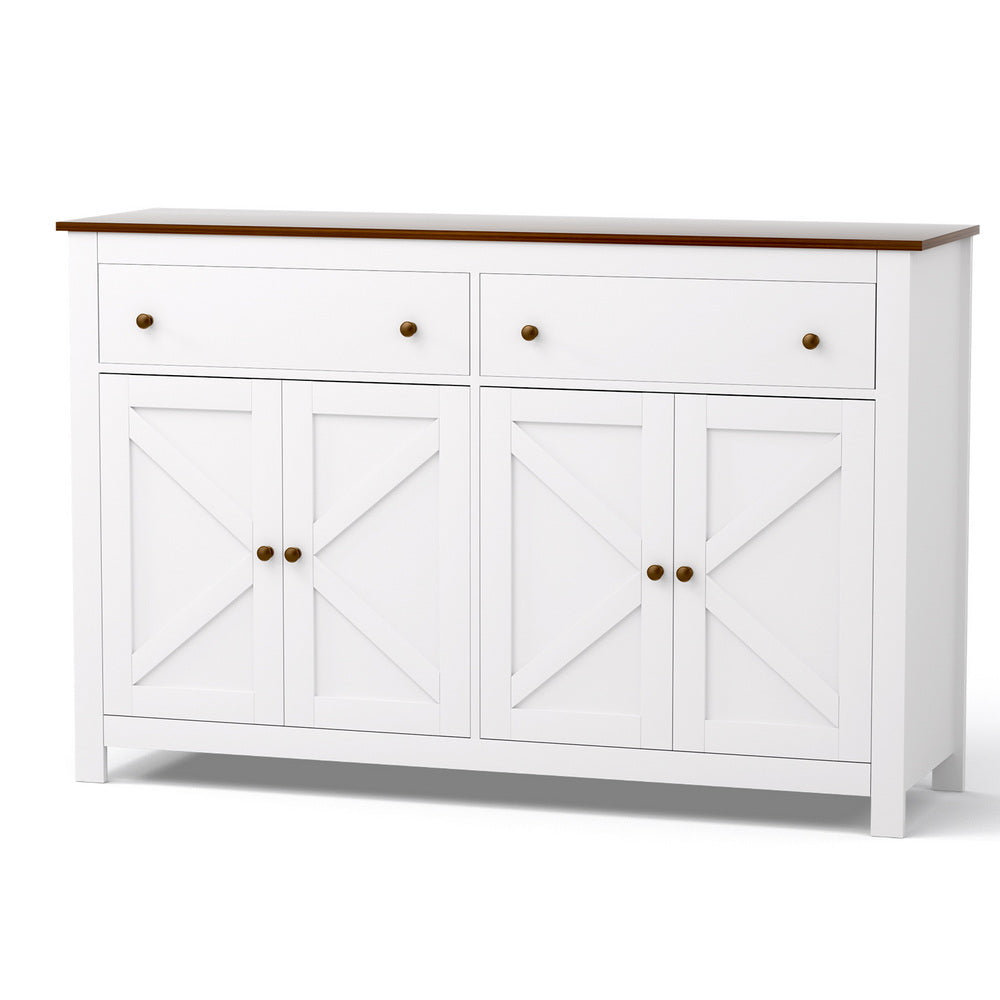 Kitchen Buffet Sideboard | 140cm | Storage Cabinet | 2 Drawers | White