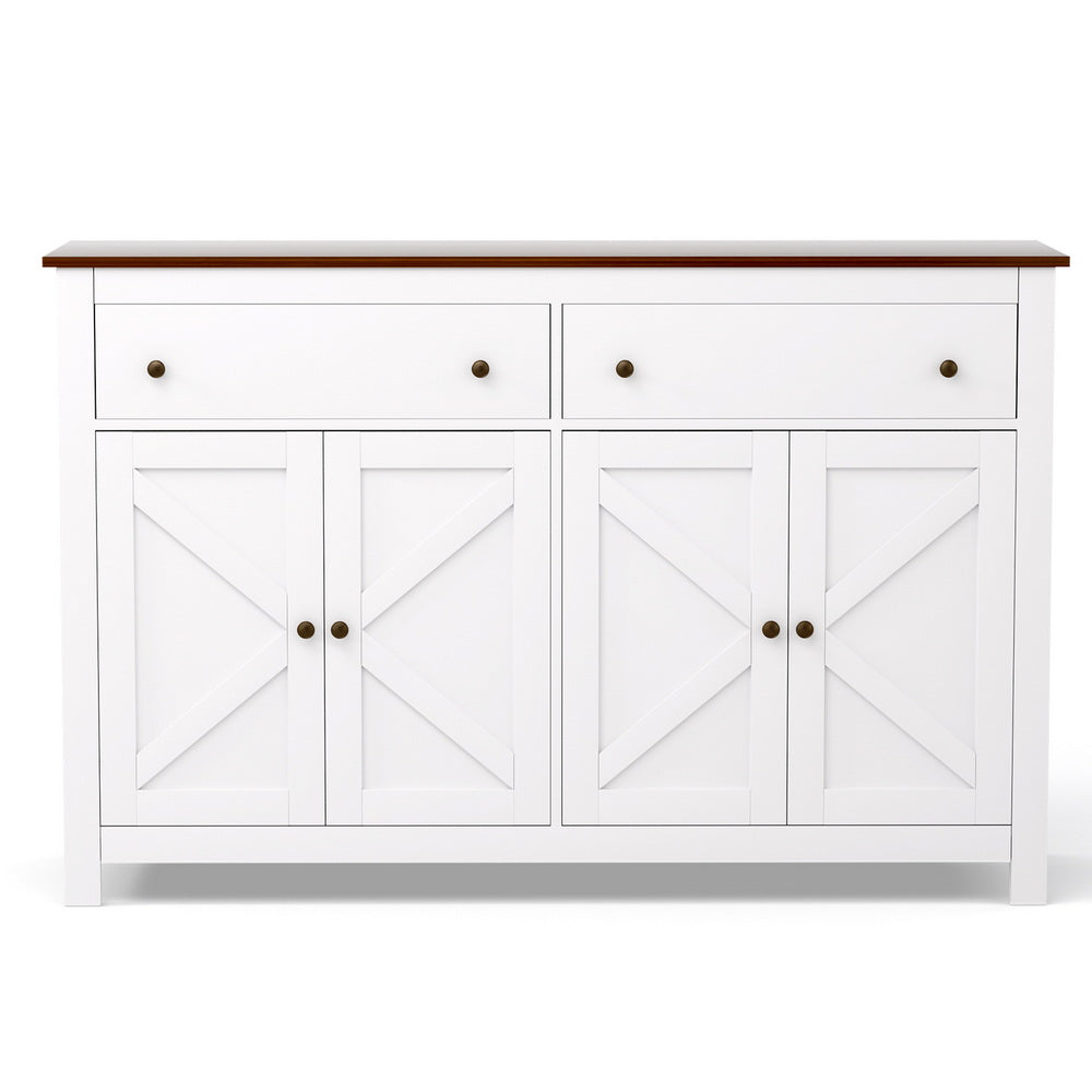 Kitchen Buffet Sideboard | 140cm | Storage Cabinet | 2 Drawers | White