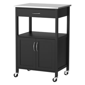 Kitchen Island Trolley | 60cm | Rolling Serving Cart | Drawer + Cupboard