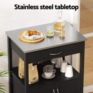 Kitchen Island Trolley | 60cm | Rolling Serving Cart | Drawer + Cupboard