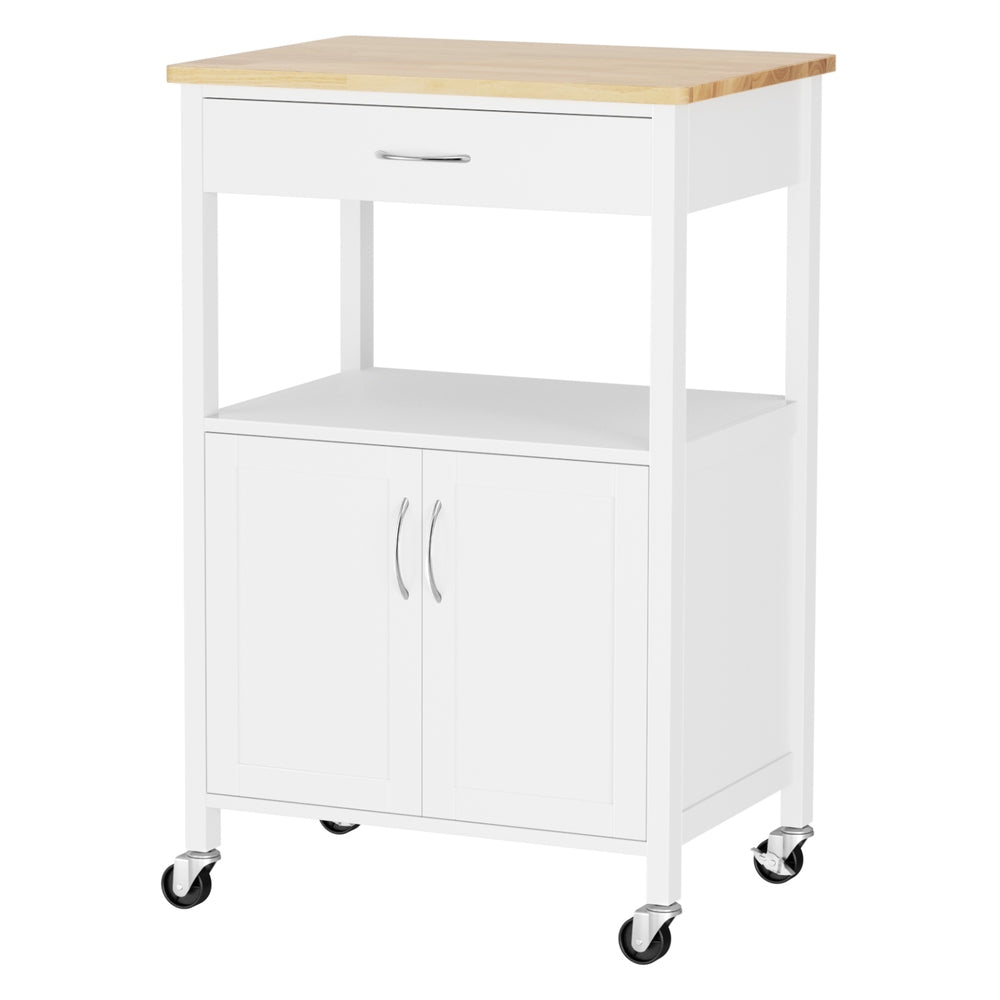 Rolling Kitchen Storage Cart | 60cm | Island Trolley with Drawer & Cabinet