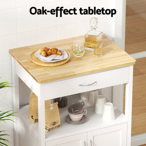Rolling Kitchen Storage Cart | 60cm | Island Trolley with Drawer & Cabinet