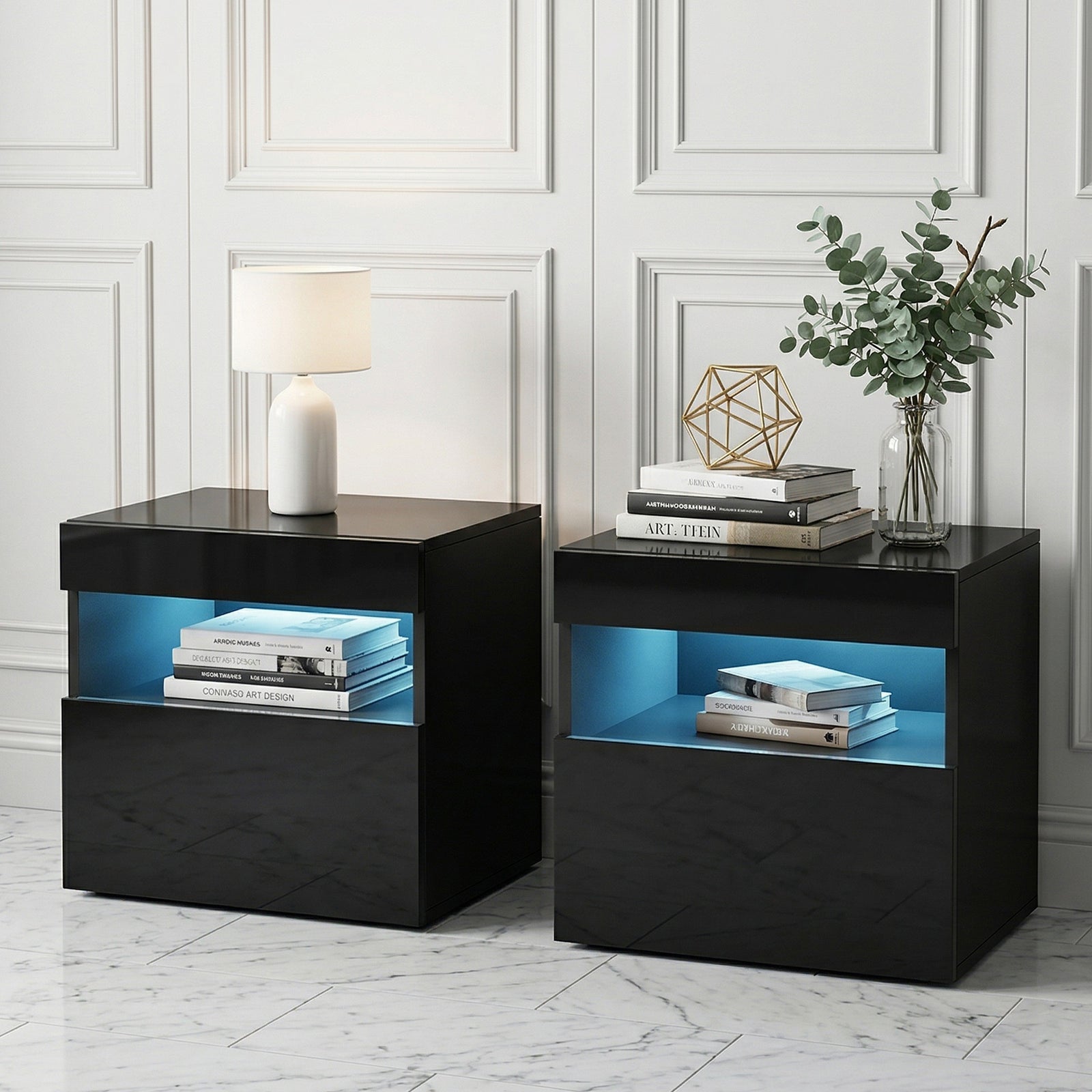 LED Bedside Tables | 2 Pack | Black