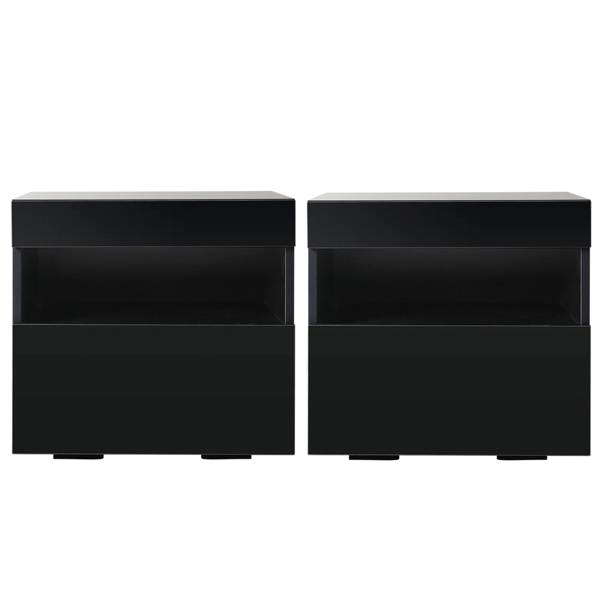 Artiss 2x Bedside Table LED - HERES Black