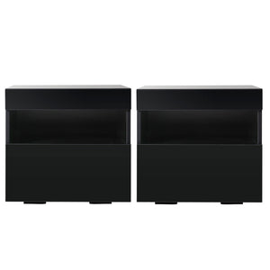 Artiss 2x Bedside Table LED - HERES Black