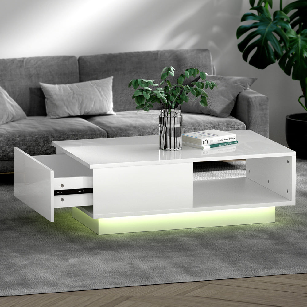 Coffee Table | LED Lights | White