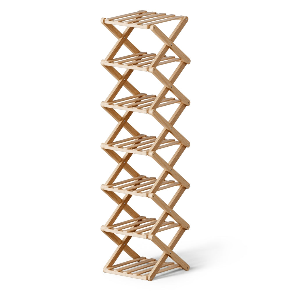 Shoe Rack | 7 Tier | Bamboo | Foldable Entryway Organiser