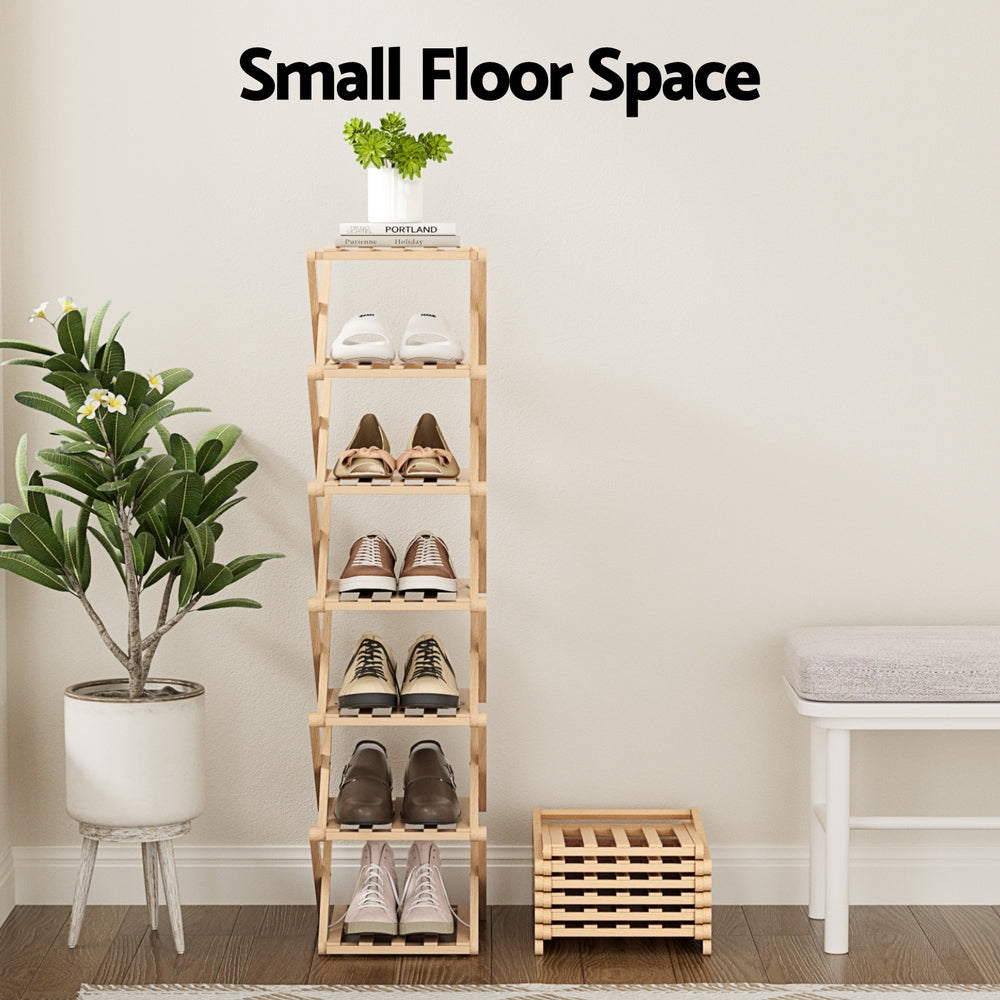 Shoe Rack | 7 Tier | Bamboo | Foldable Entryway Organiser