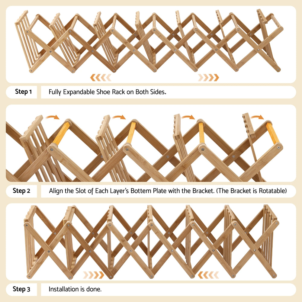 Shoe Rack | 7 Tier | Bamboo | Foldable Entryway Organiser